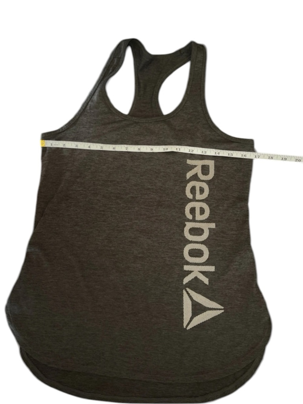 Reebok Women's Charcoal Racerback Tank with Vertical Logo